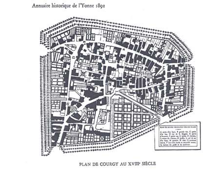 Plan de Courgis au XVIII siècle